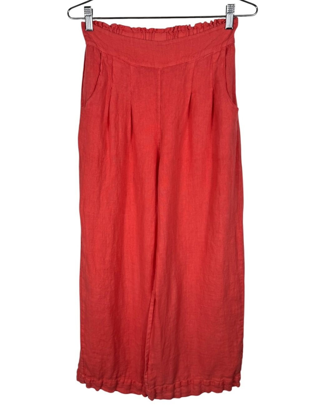 Linen Luv Germany Linen Wide Leg Pull On Pants, Corallo, Size S